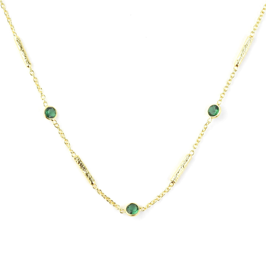 Green Tourmaline Station Necklace - Goldmakers Fine Jewelry