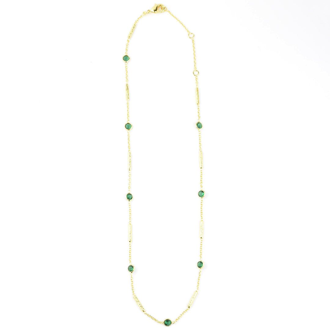 Green Tourmaline Station Necklace - Goldmakers Fine Jewelry
