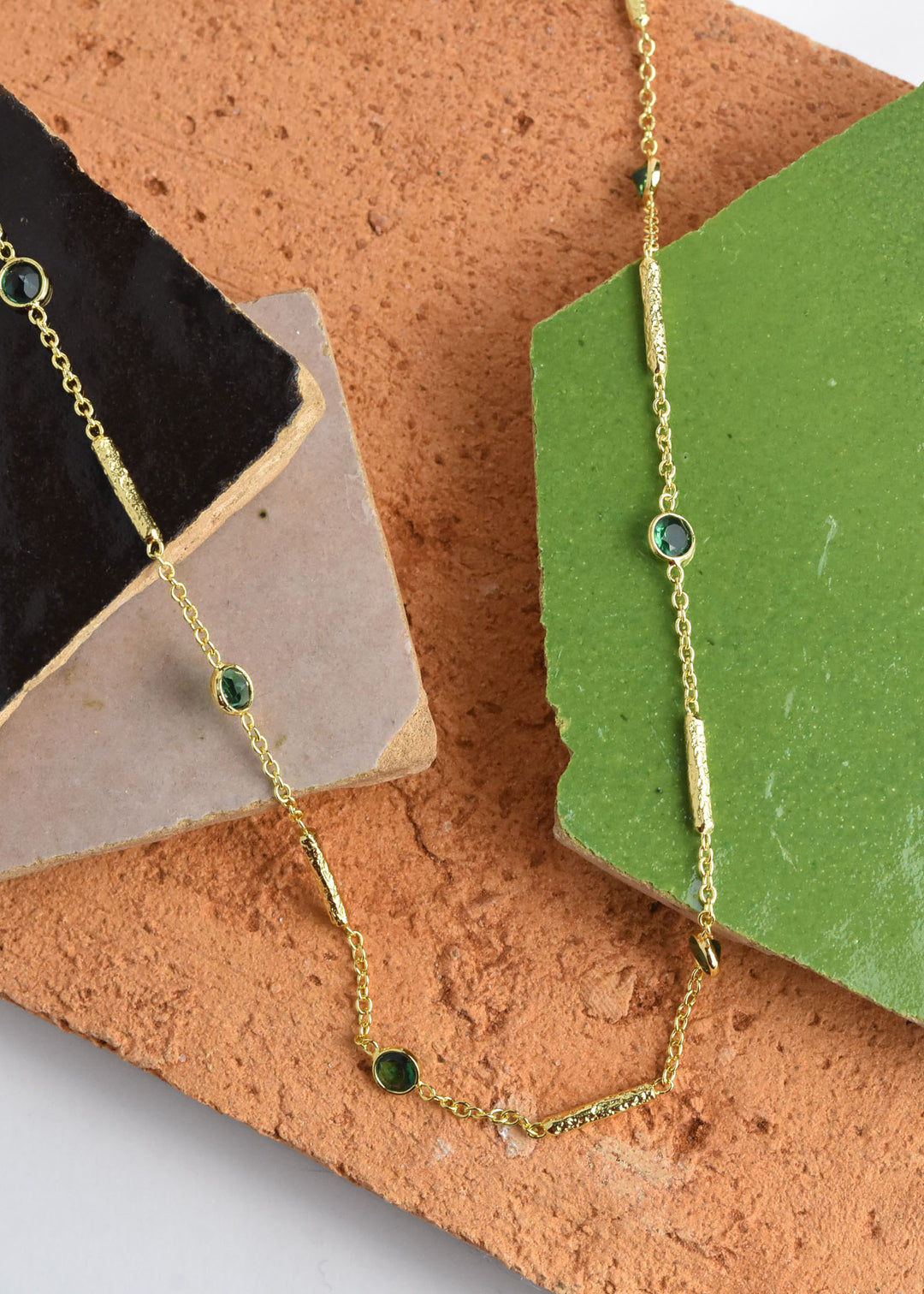 Green Tourmaline Station Necklace - Goldmakers Fine Jewelry