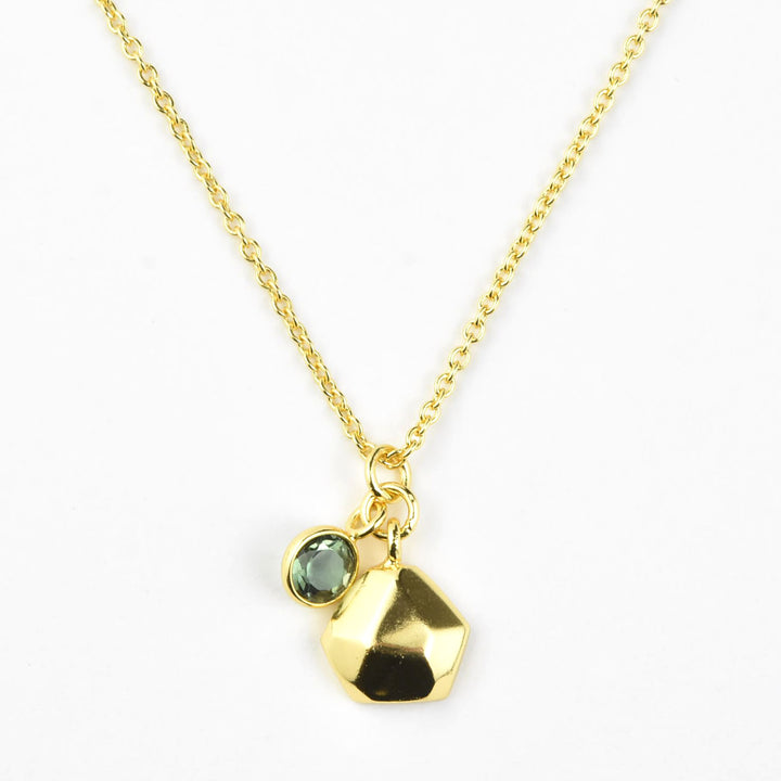 Gold Plated Green Tourmaline Charm Necklace