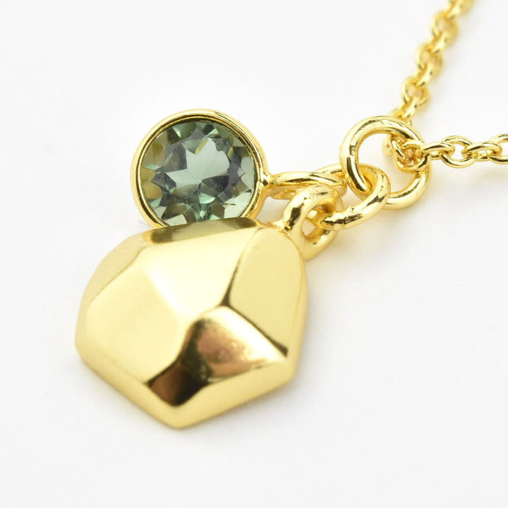 Gold Plated Green Tourmaline Charm Necklace