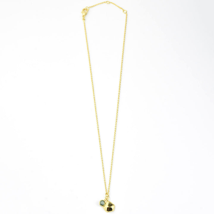 Gold Plated Green Tourmaline Charm Necklace
