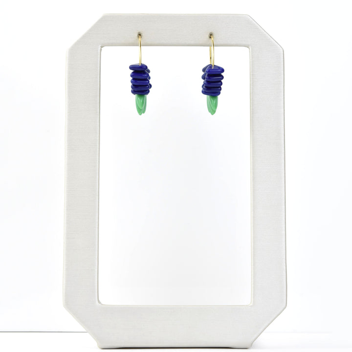 Green and Navy Blue Glass Mini Hoops - Goldmakers Fine Jewelry