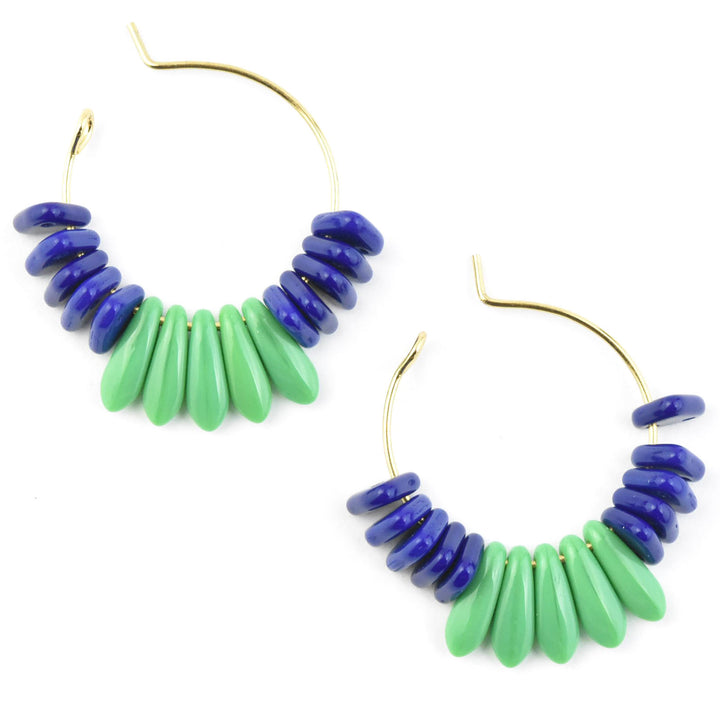 Cobalt and Green Mini Hoops - Goldmakers Fine Jewelry