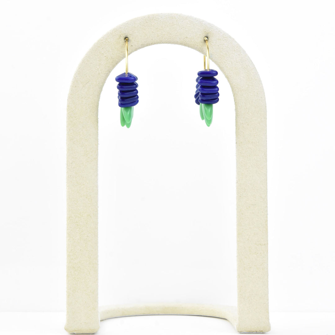 Cobalt and Green Mini Hoops - Goldmakers Fine Jewelry