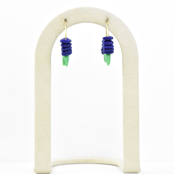 Cobalt and Green Mini Hoops - Goldmakers Fine Jewelry