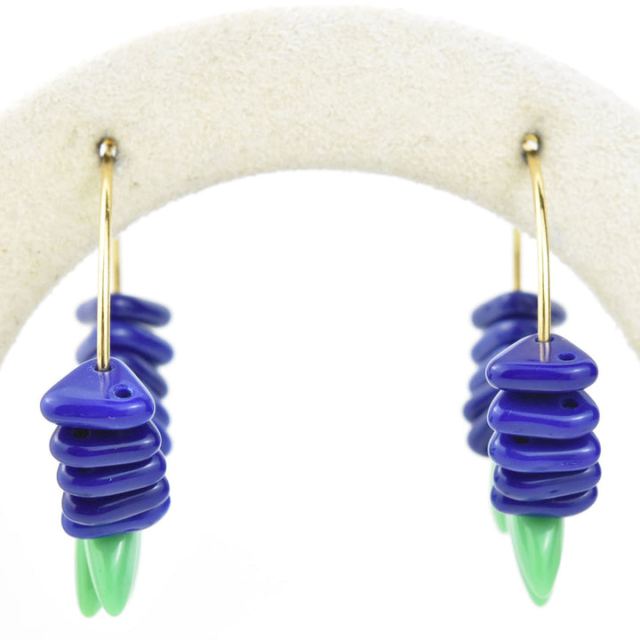 Cobalt and Green Mini Hoops - Goldmakers Fine Jewelry