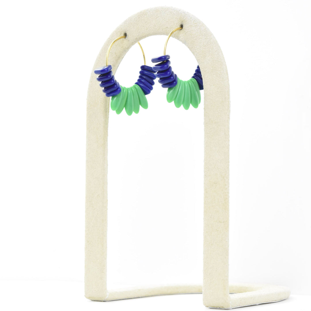 Cobalt and Green Mini Hoops - Goldmakers Fine Jewelry