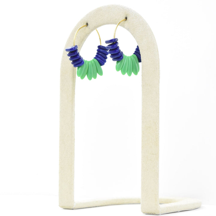 Cobalt and Green Mini Hoops - Goldmakers Fine Jewelry