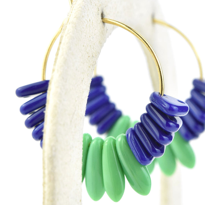 Cobalt and Green Mini Hoops - Goldmakers Fine Jewelry