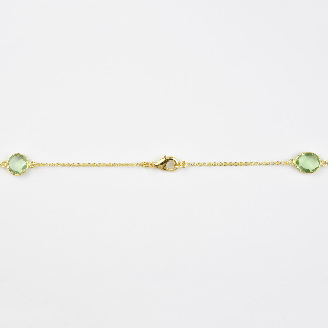 Green Amethyst Long Necklace w/ Hammered Discs - Goldmakers Fine Jewelry