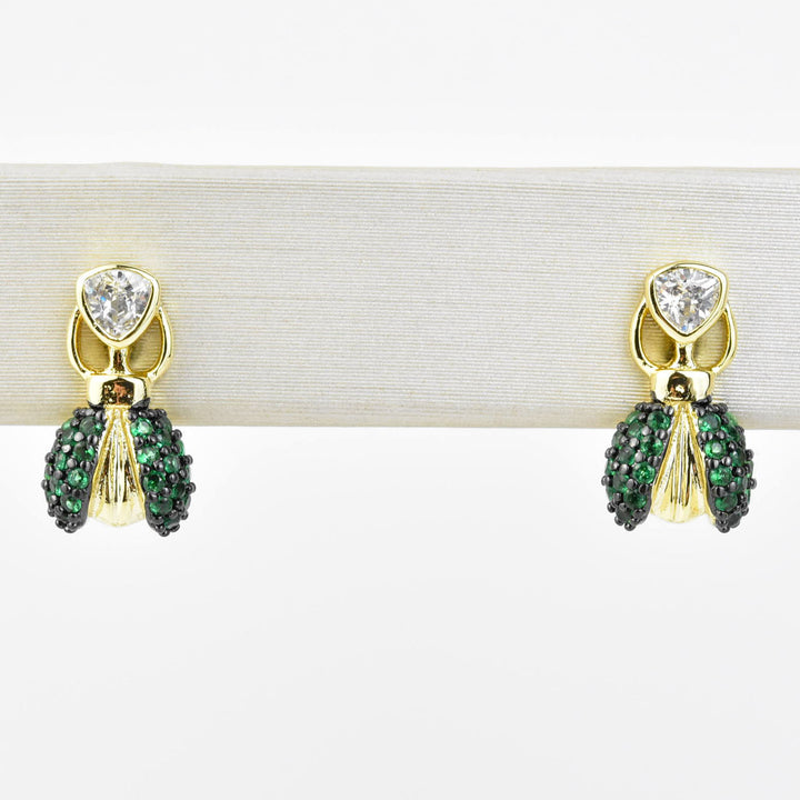Green Crystal Scarab Studs - Goldmakers Fine Jewelry