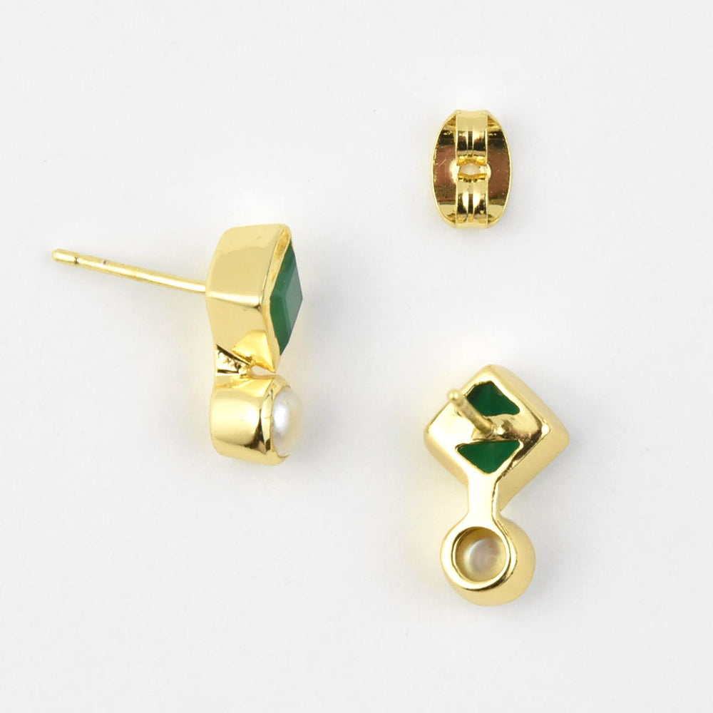 Green Onyx and Pearl Earrings - Goldmakers Fine Jewelry