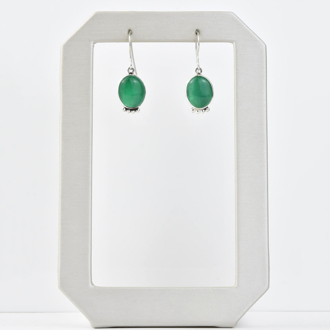 Oval Stone Drop Earrings - Goldmakers Fine Jewelry