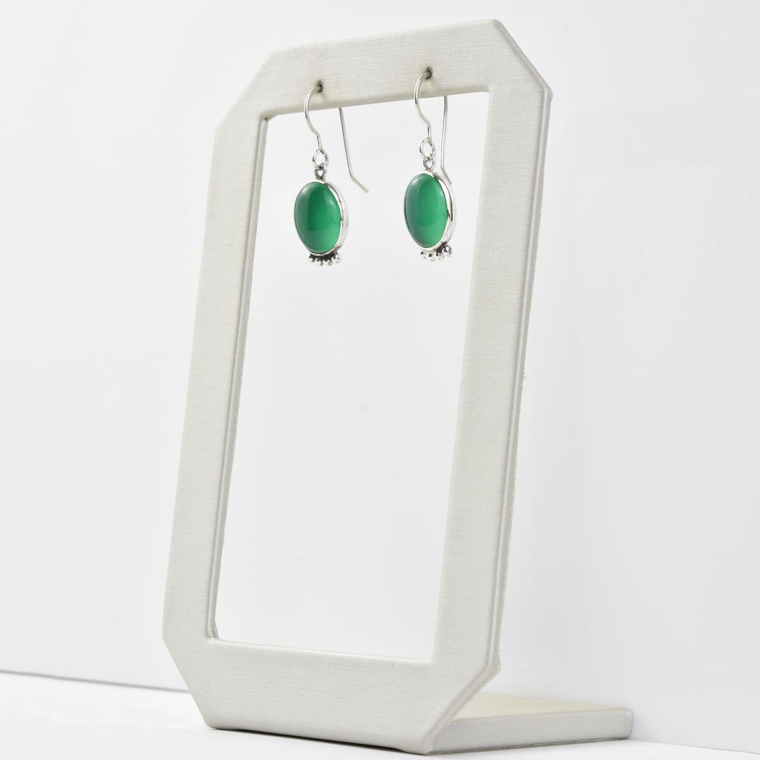Oval Stone Drop Earrings - Goldmakers Fine Jewelry