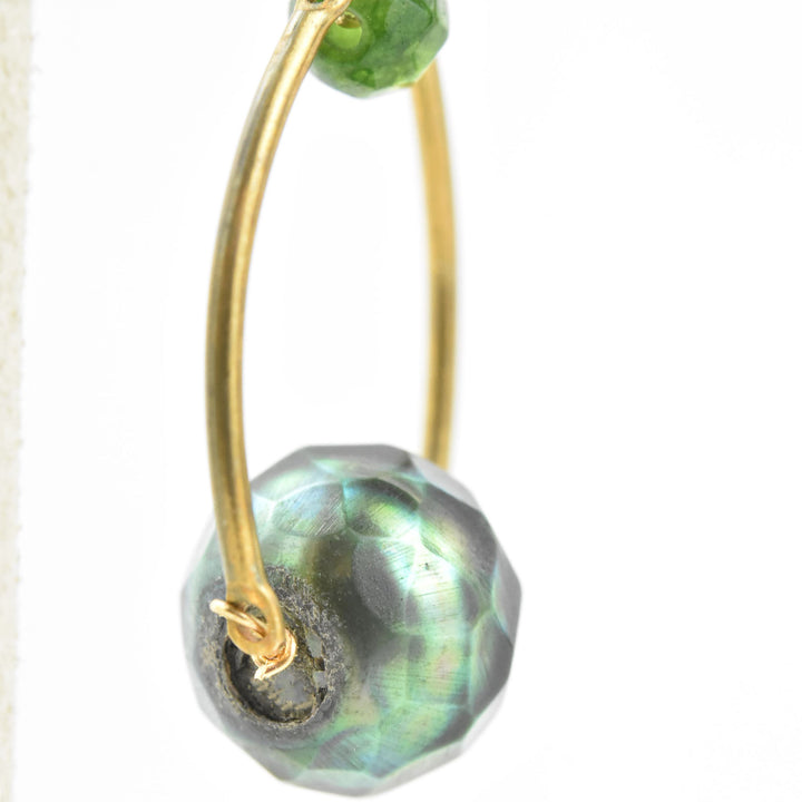 Green Pearl and Brass Drops