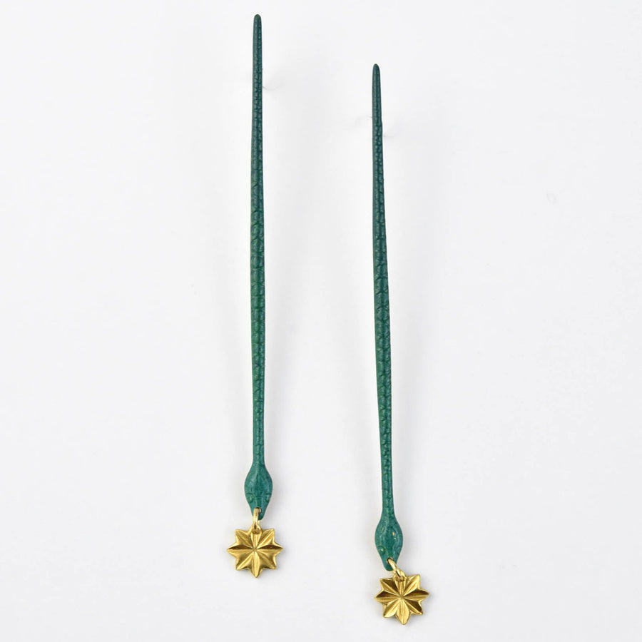 Green Serpent Earrings - Goldmakers Fine Jewelry