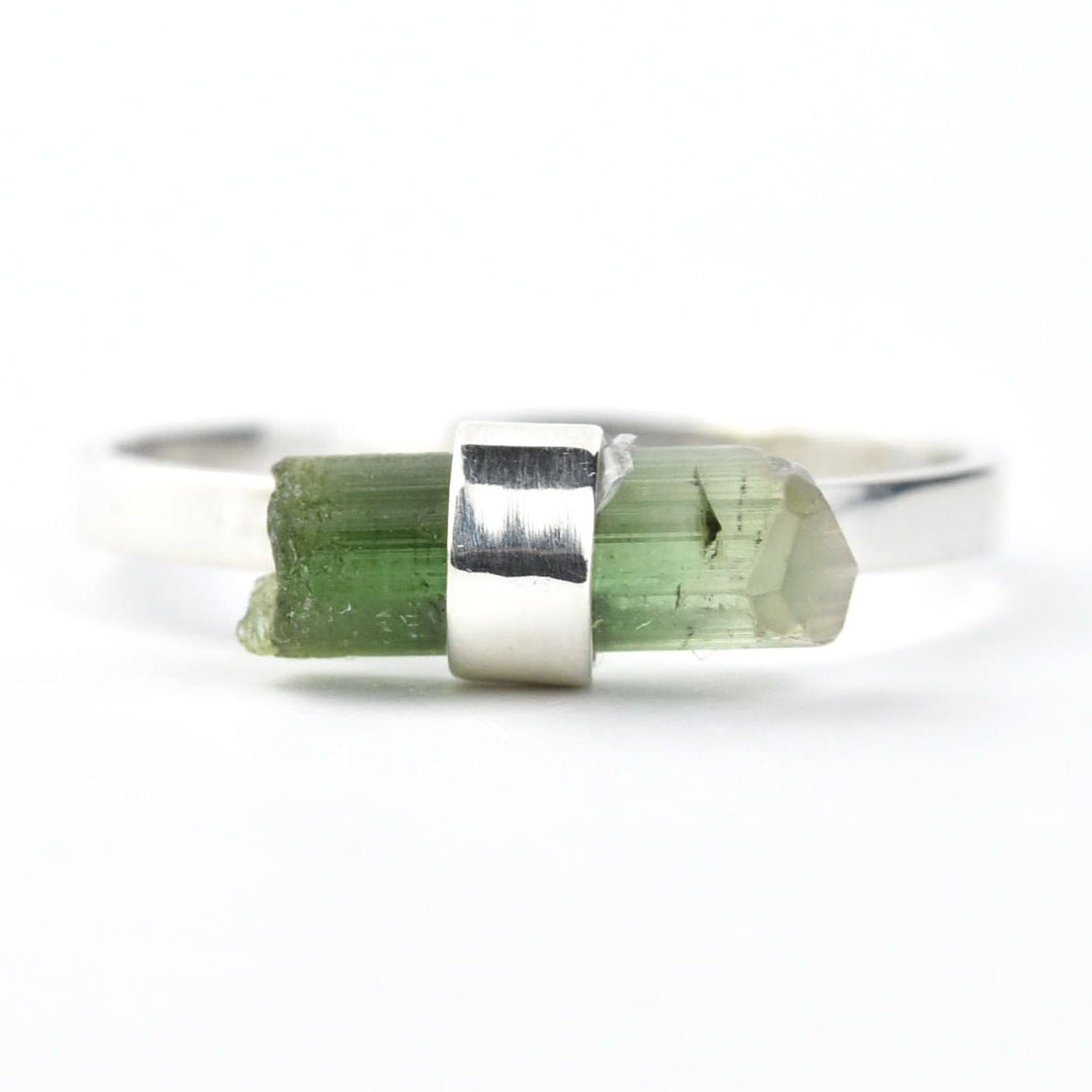 Tourmaline Raw Crystal Candy Ring in Silver