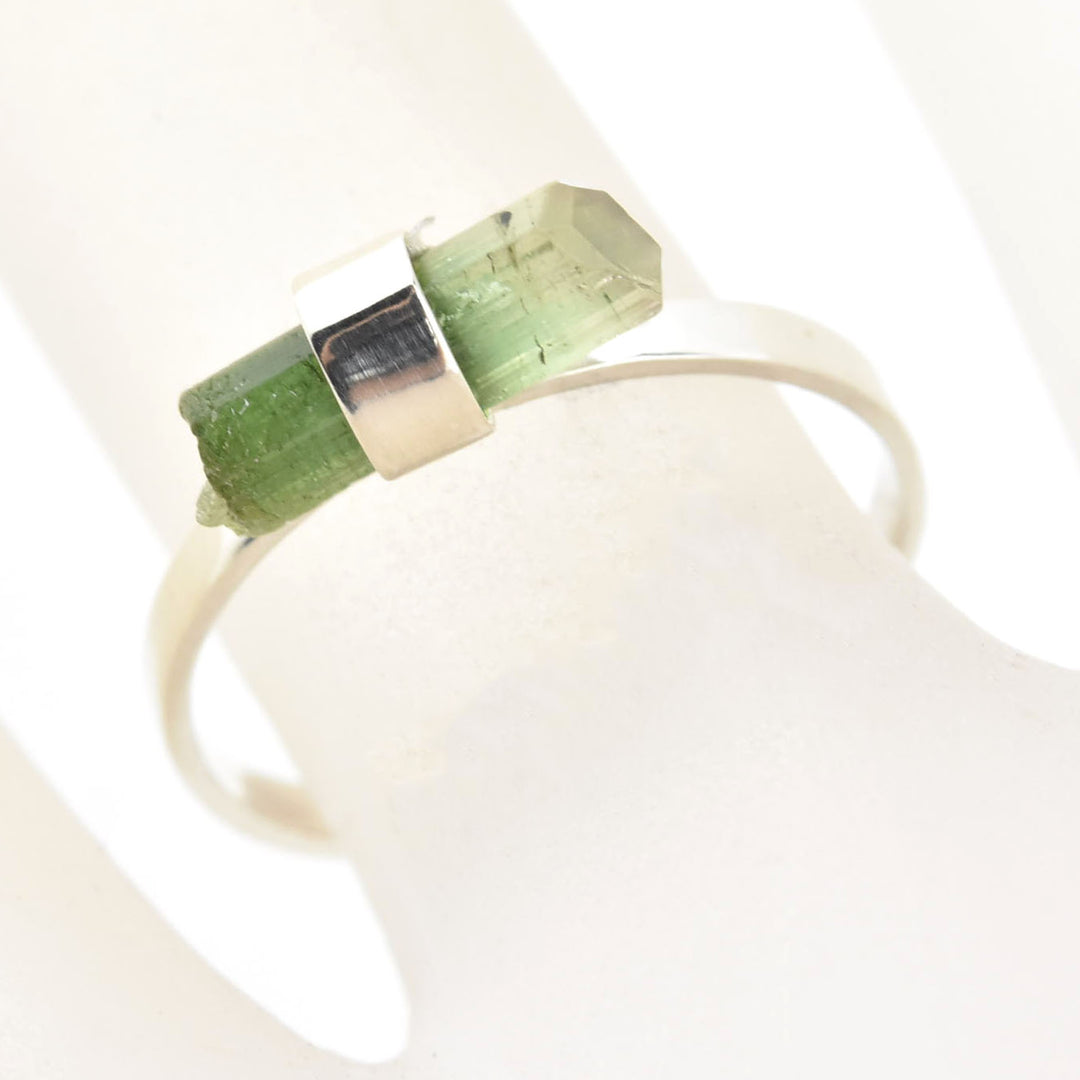Tourmaline Raw Crystal Candy Ring in Silver