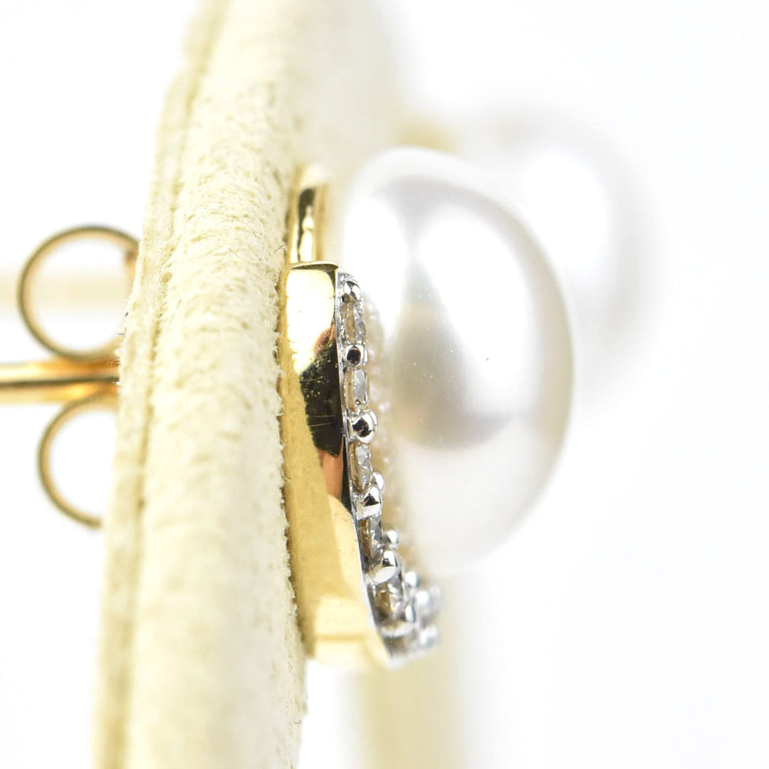 Pearl and Half Halo Diamond Studs