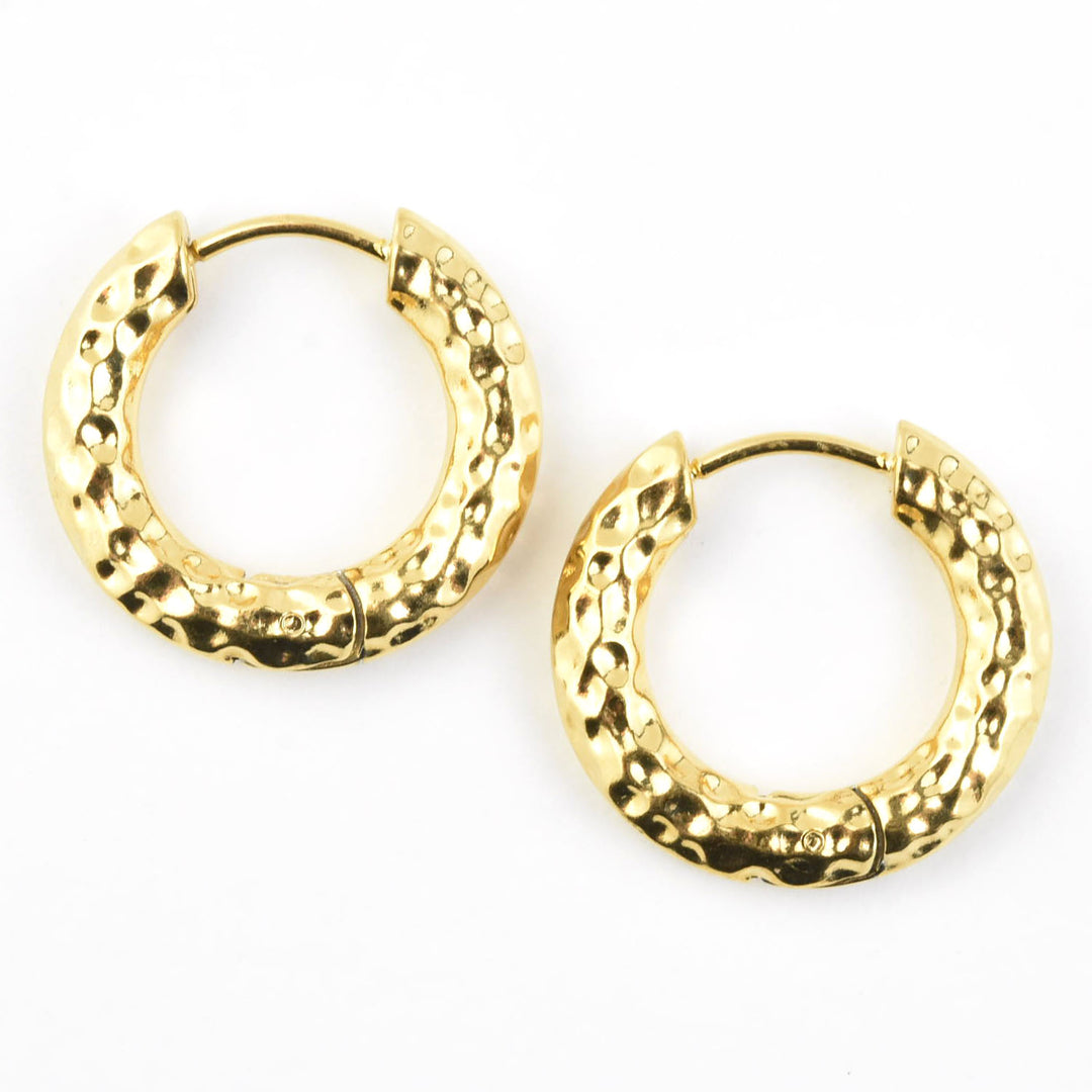 Hammered Chunky Rounded Huggie Hoops
