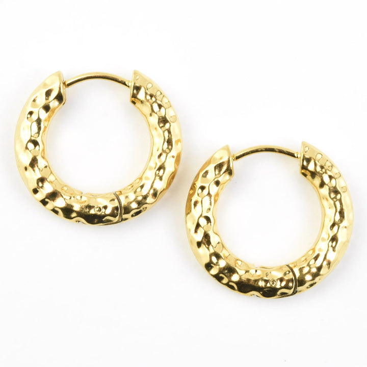 Hammered Chunky Rounded Huggie Hoops