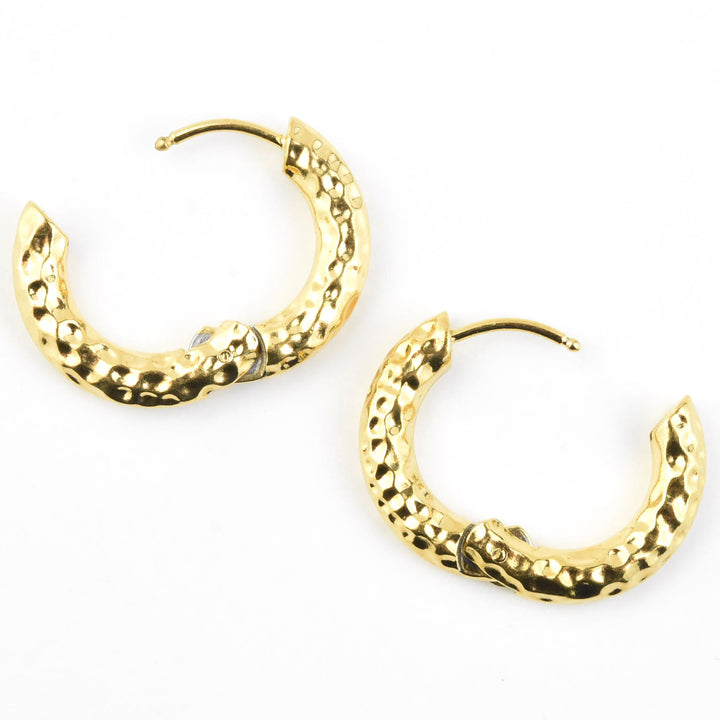Hammered Chunky Rounded Huggie Hoops