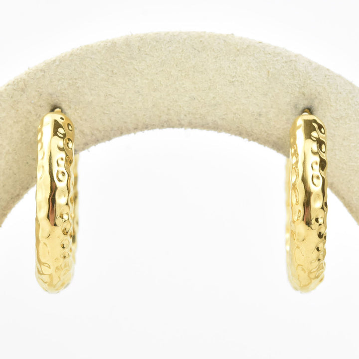 Hammered Chunky Rounded Huggie Hoops