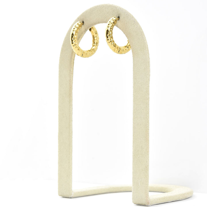 Hammered Chunky Rounded Huggie Hoops