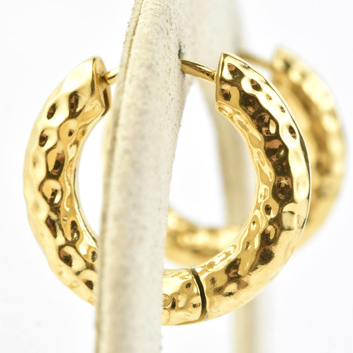 Hammered Chunky Rounded Huggie Hoops