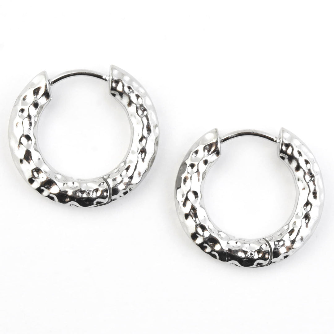 Hammered Chunky Rounded Huggie Hoops