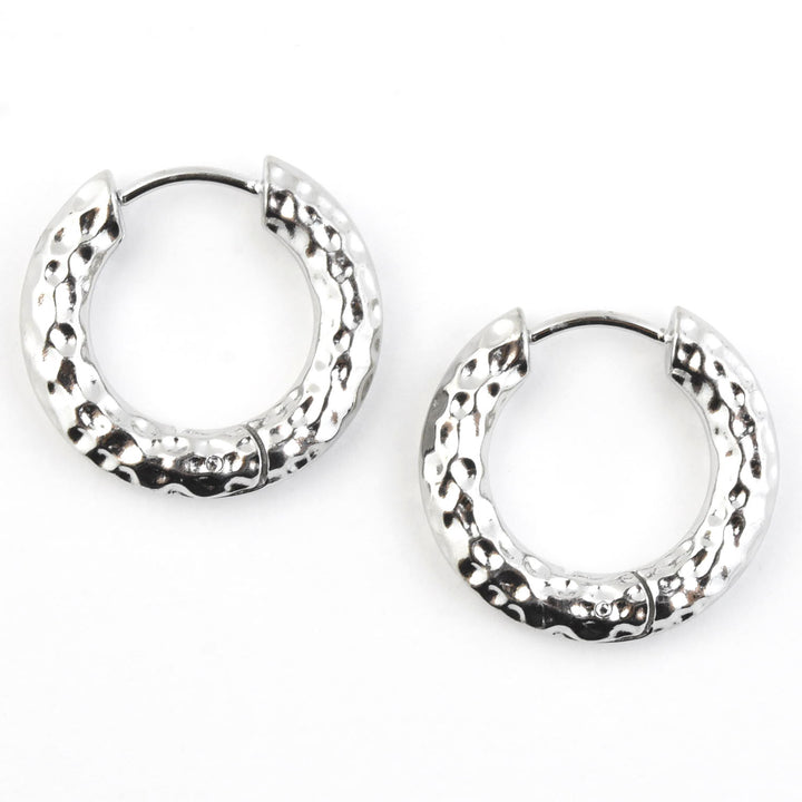 Hammered Chunky Rounded Huggie Hoops