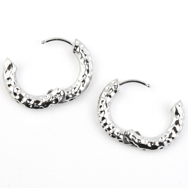 Hammered Chunky Rounded Huggie Hoops