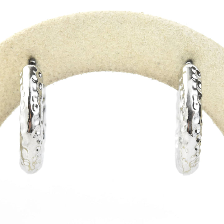 Hammered Chunky Rounded Huggie Hoops