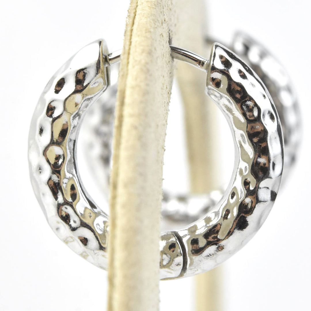 Hammered Chunky Rounded Huggie Hoops