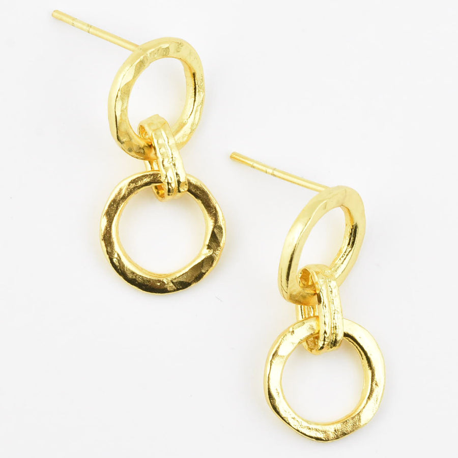 Hammered Double Ring Earrings - Goldmakers Fine Jewelry