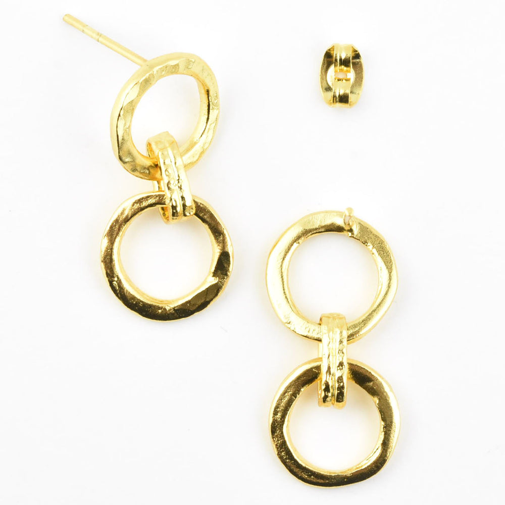 Hammered Double Ring Earrings - Goldmakers Fine Jewelry