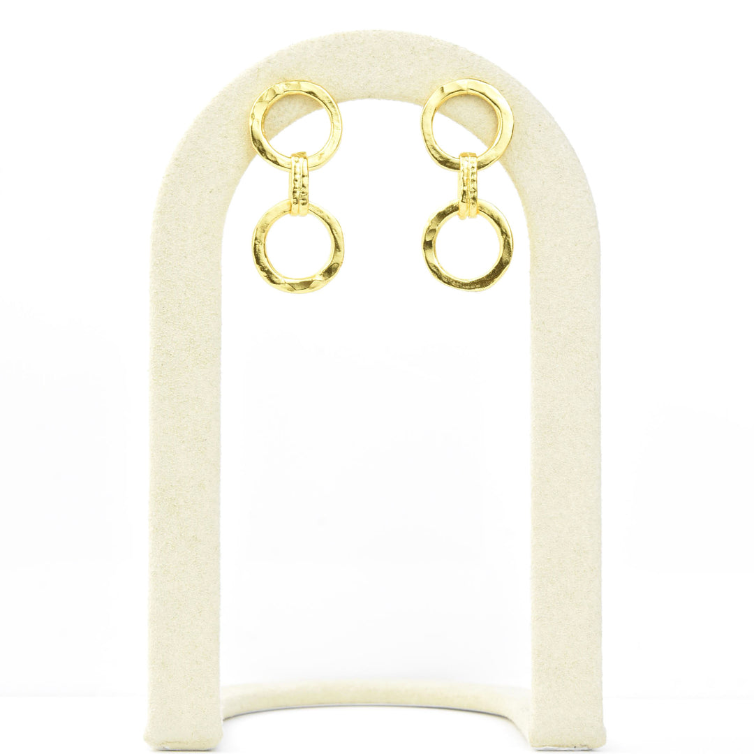 Hammered Double Ring Earrings - Goldmakers Fine Jewelry