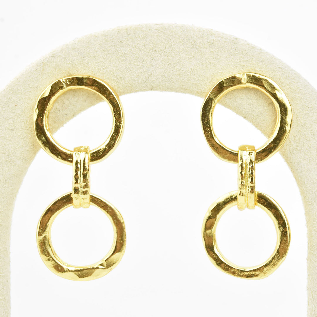Hammered Double Ring Earrings - Goldmakers Fine Jewelry