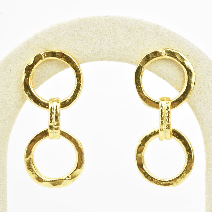 Hammered Double Ring Earrings - Goldmakers Fine Jewelry
