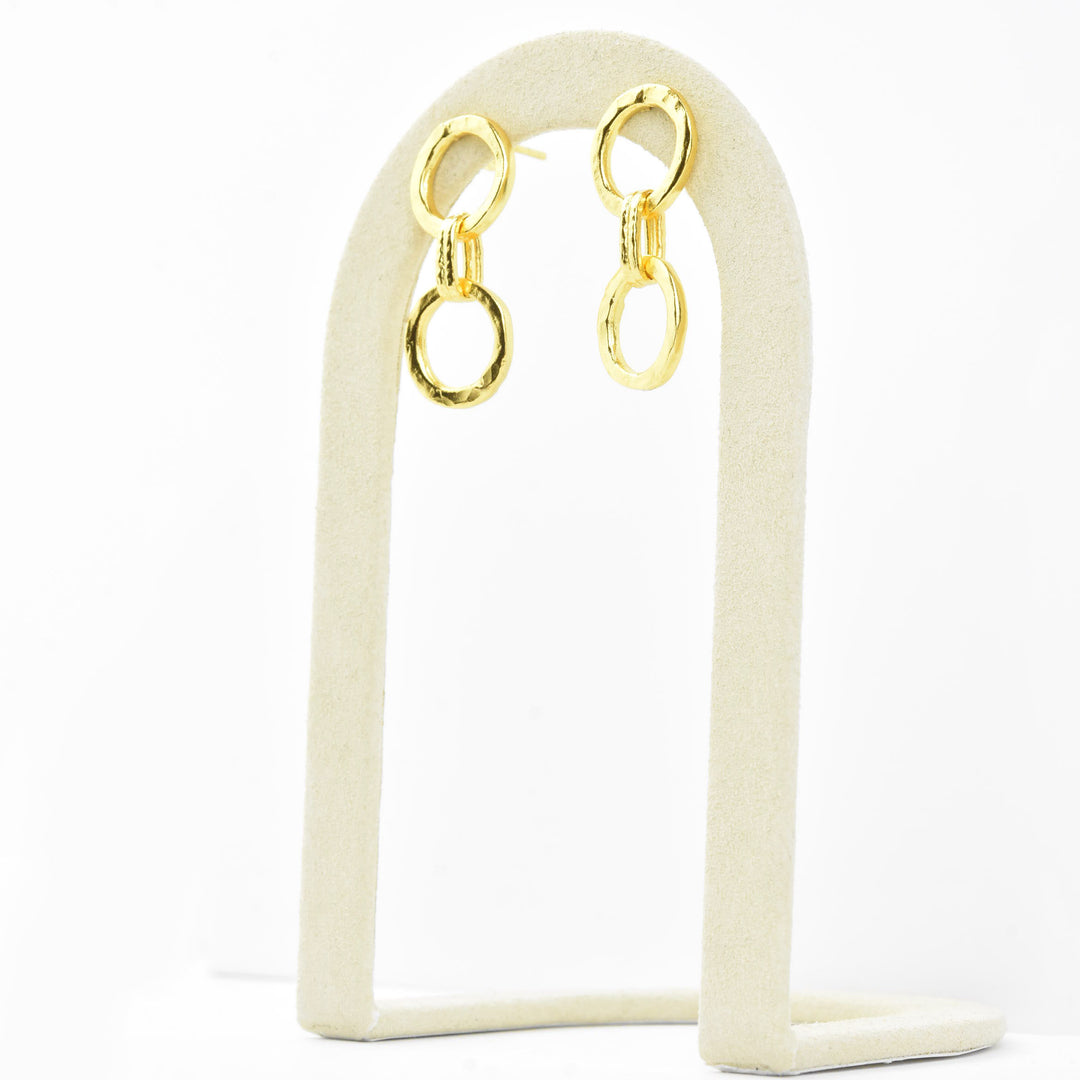 Hammered Double Ring Earrings - Goldmakers Fine Jewelry