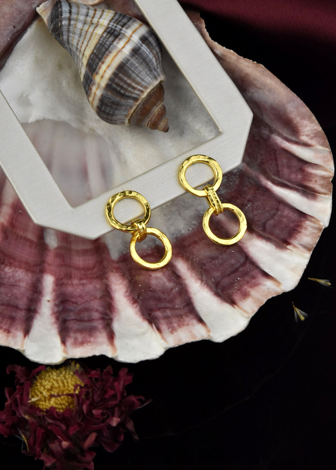 Hammered Double Ring Earrings - Goldmakers Fine Jewelry