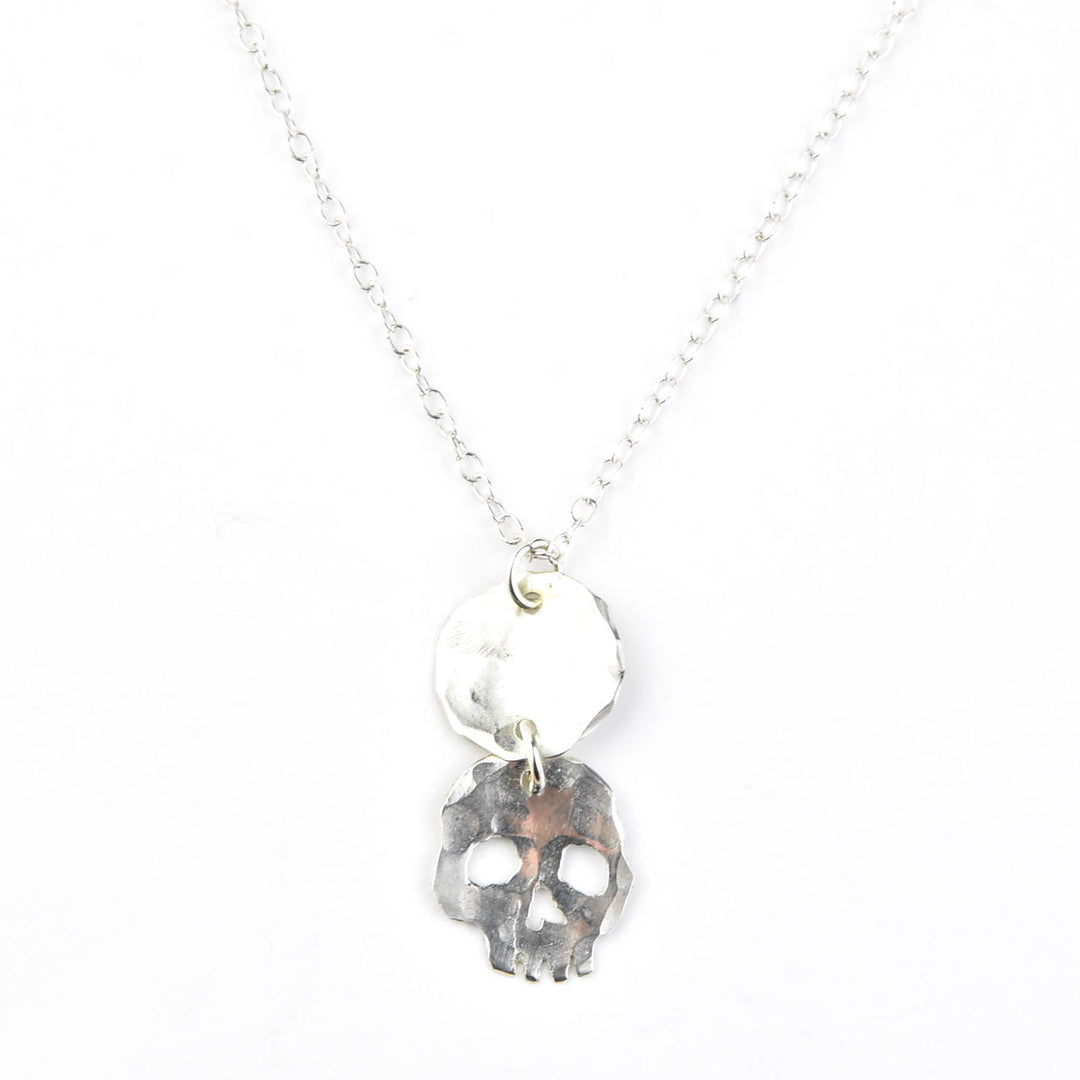 Hammered Skull Drop Necklace