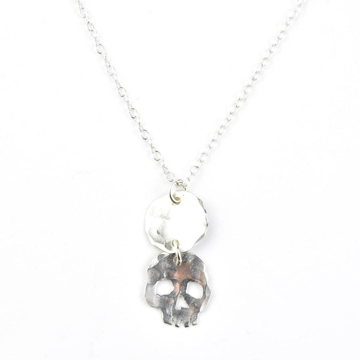 Hammered Skull Drop Necklace
