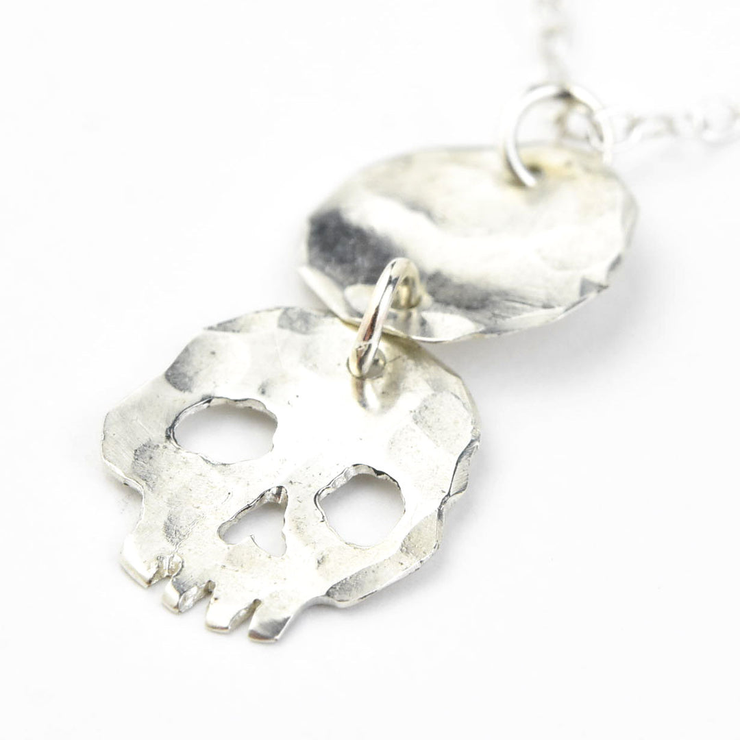 Hammered Skull Drop Necklace