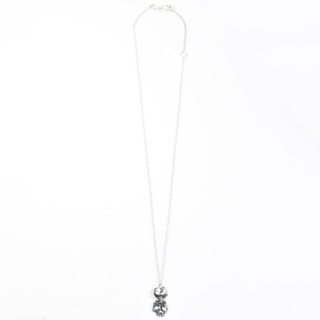 Hammered Skull Drop Necklace
