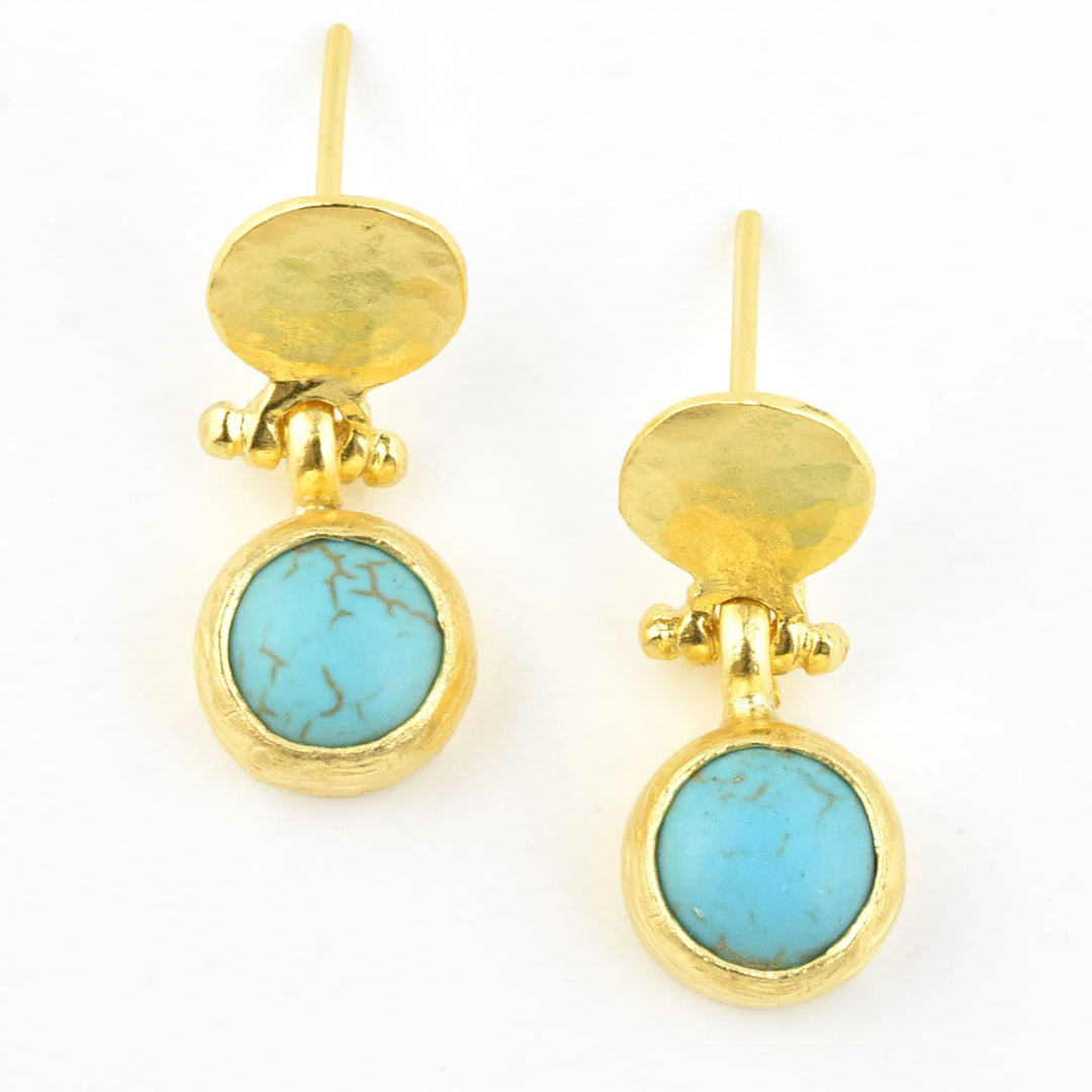 Hammered Turquoise Earrings
