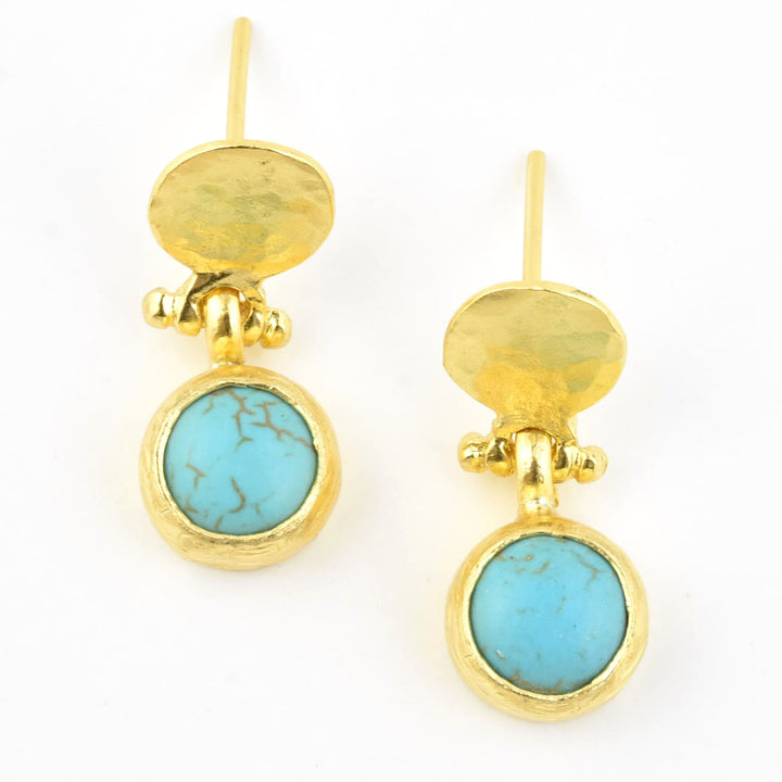 Hammered Turquoise Earrings
