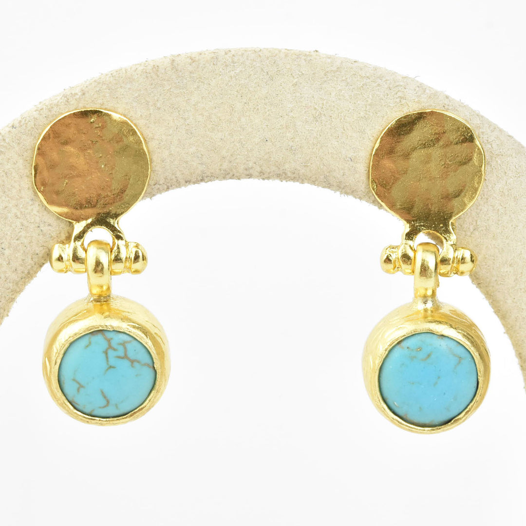 Hammered Turquoise Earrings