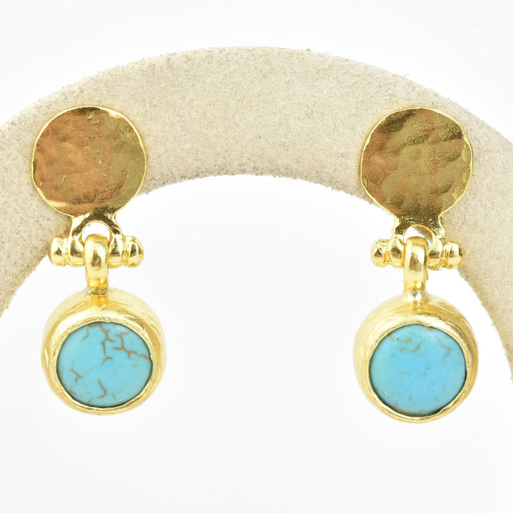 Hammered Turquoise Earrings